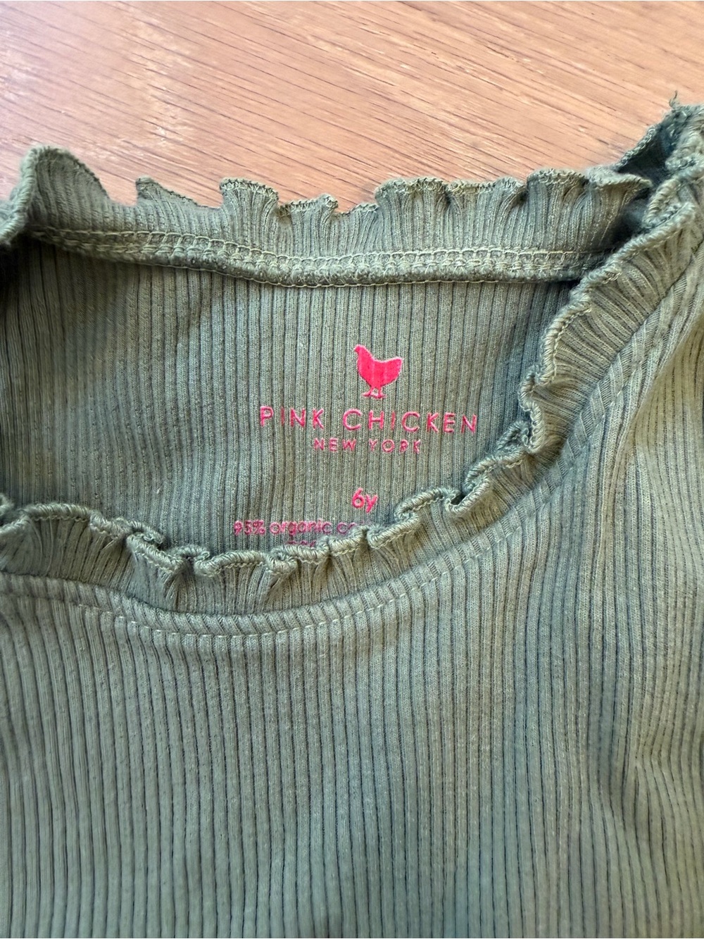 Pink Chicken Olive Green Ruffle Ribbed Tank - Picture 2 of 3